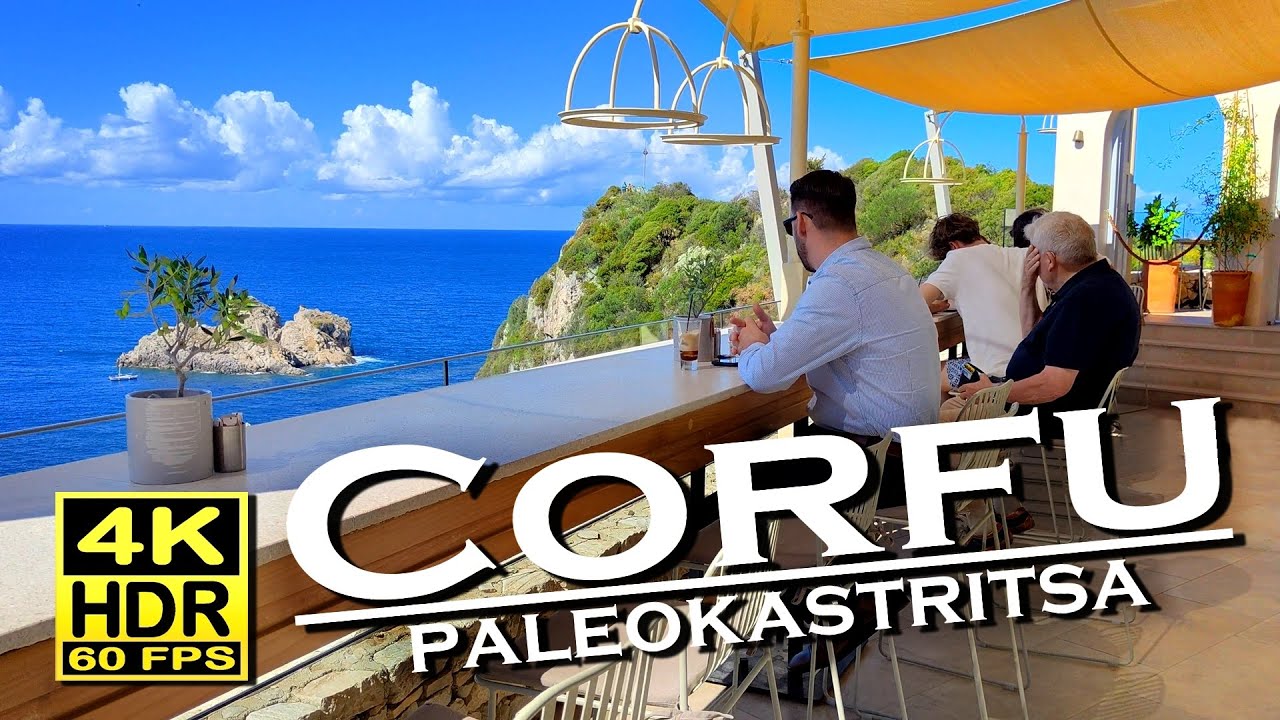 Paleokastritsa Corfu Greece, Restaurants, Shops, Beach in 4K 60fps HDR 💖 Best places 👀 Walking tour